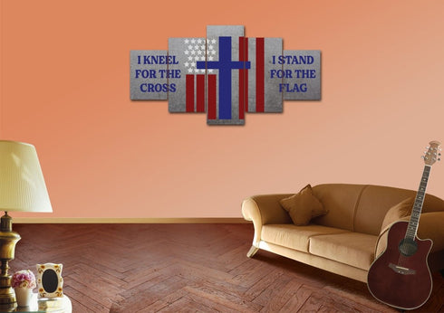 Thick Gray #14 Stand for the Cross, Kneel for the Flag American Flag Patriotic Wall Art