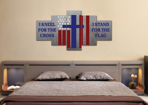 Thick Gray #14 Stand for the Cross, Kneel for the Flag American Flag Patriotic Wall Art