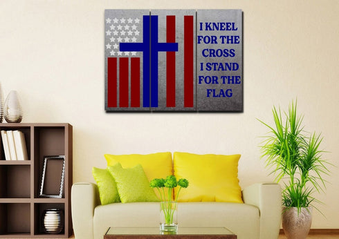 Thick Gray #14 Stand for the Cross, Kneel for the Flag American Flag Patriotic Wall Art