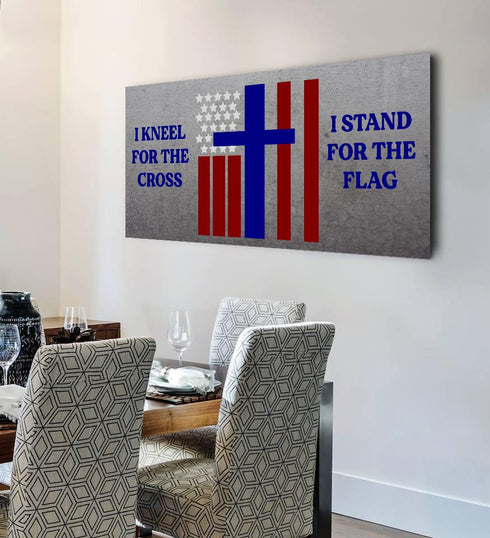 Thick Gray #14 Stand for the Cross, Kneel for the Flag American Flag Patriotic Wall Art