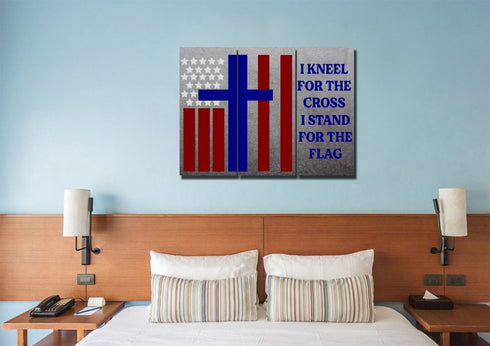 Thick Gray #14 Stand for the Cross, Kneel for the Flag American Flag Patriotic Wall Art