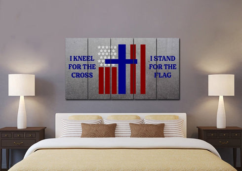 Thick Gray #14 Stand for the Cross, Kneel for the Flag American Flag Patriotic Wall Art