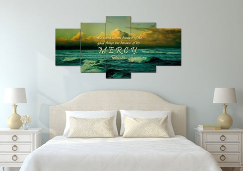 Titus 3:5 He Saved Us Because of his Mercy Wall Art Canvas Print