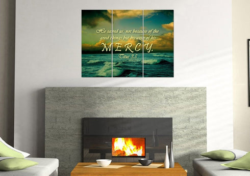 Titus 3:5 He Saved Us Because of his Mercy Wall Art Canvas Print