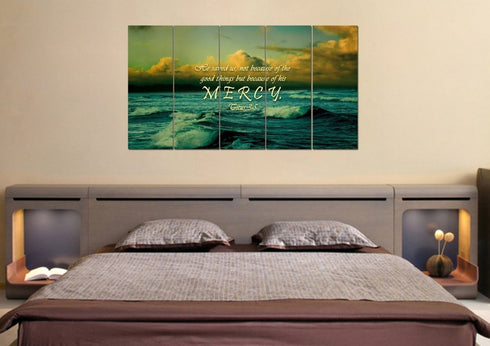 Titus 3:5 He Saved Us Because of his Mercy Wall Art Canvas Print