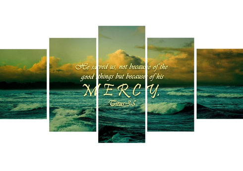 Titus 3:5 He Saved Us Because of his Mercy Wall Art Canvas Print