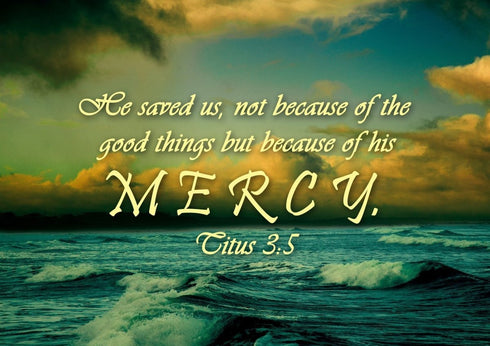 Titus 3:5 He Saved Us Because of his Mercy Wall Art Canvas Print