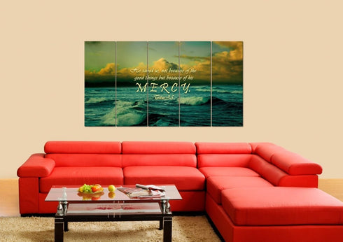 Titus 3:5 He Saved Us Because of his Mercy Wall Art Canvas Print