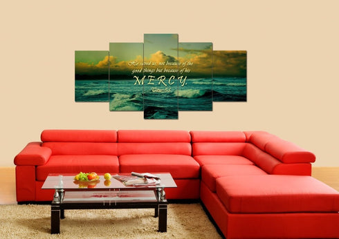 Titus 3:5 He Saved Us Because of his Mercy Wall Art Canvas Print