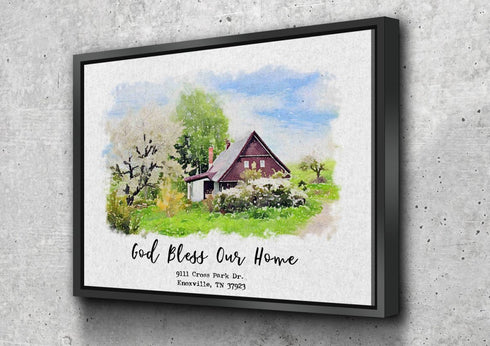 Watercolored House Portrait - Personalized Canvas #7