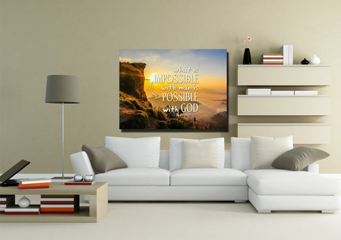What is Impossible with Man is Possible with God Wall Art Canvas
