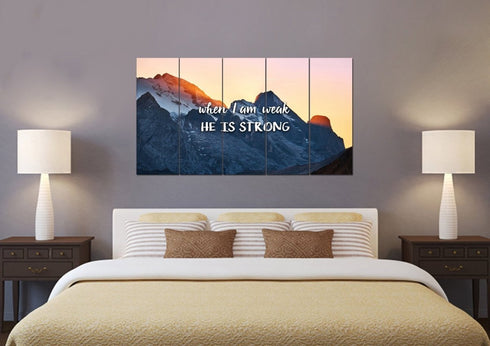 When I am weak he is strong Wall Art Canvas Print