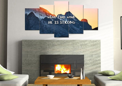 When I am weak he is strong Wall Art Canvas Print