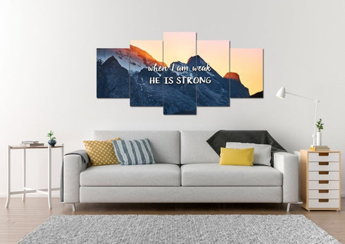 When I am weak he is strong Wall Art Canvas Print