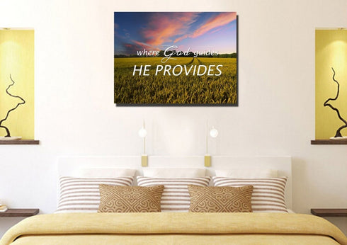 Where God Guides, He Provides Canvas Wall Art Print