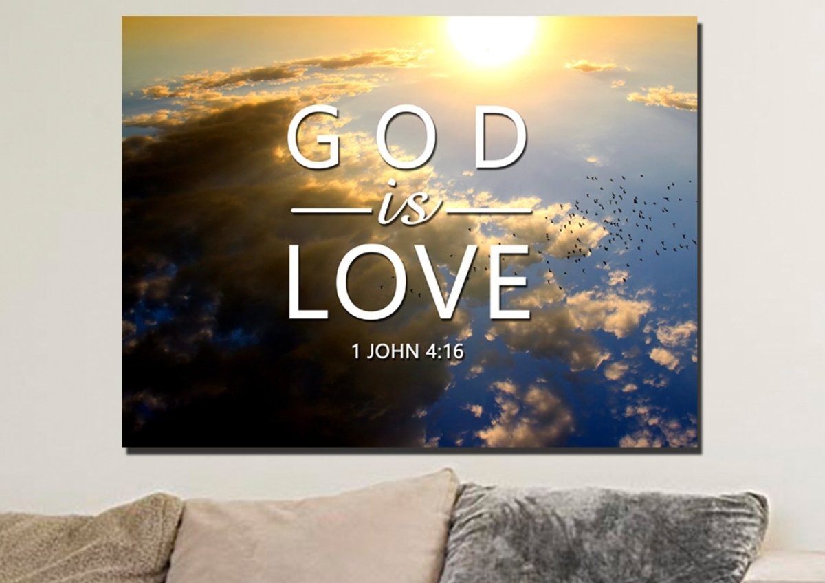1 John 4:16 God is Love Canvas Wall Art Print – Christian Walls